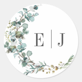 Chic Waterverf Eucalyptus Wedding Envelope Seals Ronde Sticker
