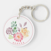 Chic Waterverf Floral Arrangement Sleutelhanger (Achterkant)
