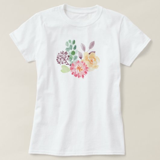 Chic Waterverf Floral Arrangement T-shirt (Design voorkant)