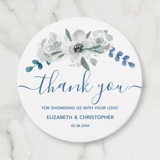 Chic Waterverf floral baby shower Bedankt Bedankjes Labels (Voorkant)