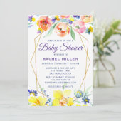 Chic Waterverf Floral Baby Shower-uitnodigingen Kaart (Staand voorkant)