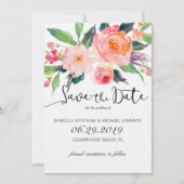 Chic Waterverf Floral Bewaar de datum Save The Date (Voorkant)