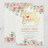 Chic Waterverf Floral Brunch Bubble Vrijgezellenfe Kaart (Voorkant / Achterkant)