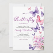 Chic Waterverf Floral Butterfly Girl Baby shower Kaart (Voorkant)