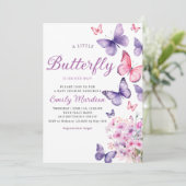 Chic Waterverf Floral Butterfly Girl Baby shower Kaart (Staand voorkant)