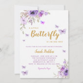 Chic Waterverf Floral Butterfly Girl Baby shower Kaart (Voorkant)