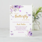 Chic Waterverf Floral Butterfly Girl Baby shower Kaart (Staand voorkant)