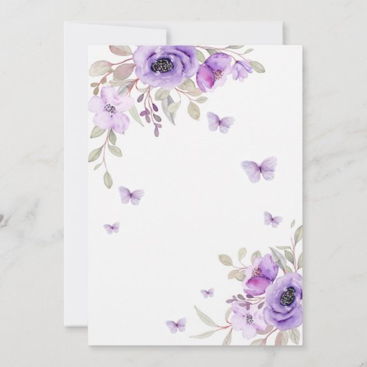 Chic Waterverf Floral Butterfly Girl Baby shower Kaart (Achterkant)