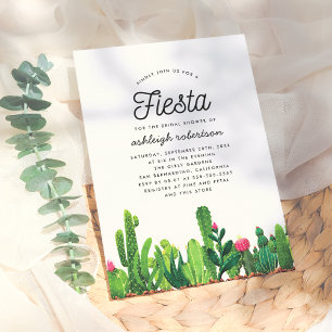 Chic Waterverf Floral Cactus Fiesta Vrijgezellenfe Kaart