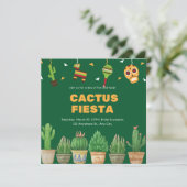 Chic Waterverf Floral Cactus Fiesta Vrijgezellenfe Kaart (Staand voorkant)