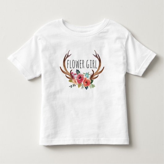 Chic Waterverf Floral Deer Horn/Bloemenmeisje-9 Kinder Shirts (Voorkant)