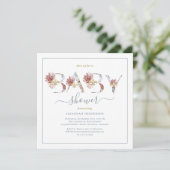 Chic Waterverf Floral en Gold Baby shower Kaart (Staand voorkant)
