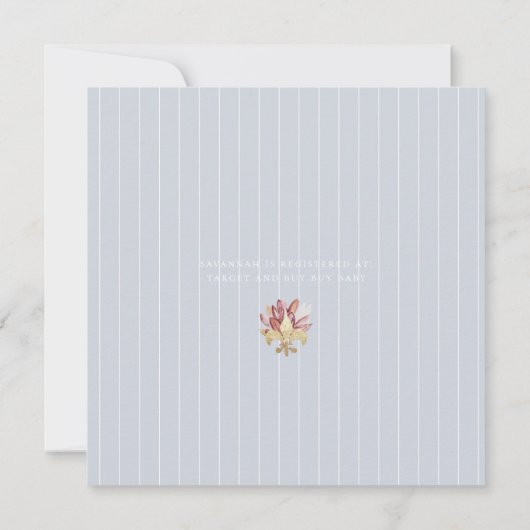 Chic Waterverf Floral en Gold Baby shower Kaart (Achterkant)