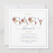 Chic Waterverf Floral en Gold Baby shower Kaart (Voorkant)