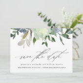 Chic Waterverf Floral en Leaves Photo Wedding Save The Date (Staand voorkant)