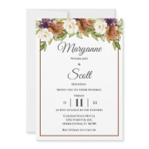 Chic Waterverf Floral Fall Wedding Uitnodiging