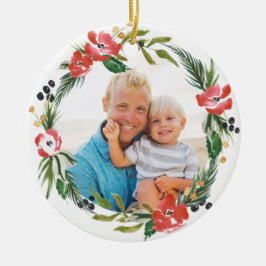 Chic Waterverf Floral Holiday Ornament