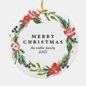 Chic Waterverf Floral Holiday Ornament (Achterkant)