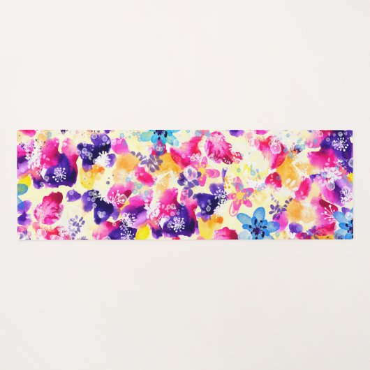 Chic Waterverf Floral Monogram Yogamat (Achterkant (horizontaal))