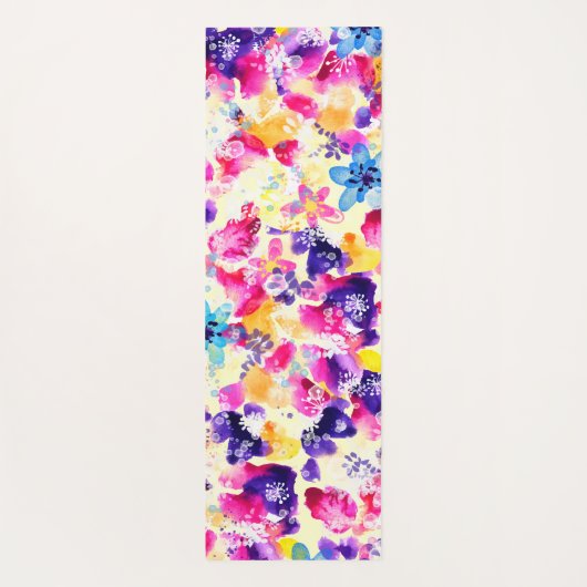 Chic Waterverf Floral Monogram Yogamat (Achterkant)