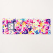 Chic Waterverf Floral Monogram Yogamat (Voorkant (horizontaal))