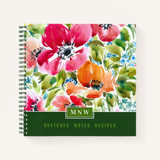 Chic waterverf floral notitieboek (Voorkant)
