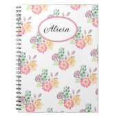 Chic Waterverf Floral Pattern Monogrammed Notitieboek (Voorkant)