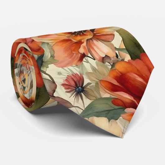 Chic Waterverf Floral Pattern Stropdas (Opgerold)