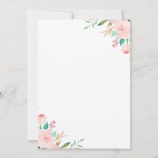 Chic Waterverf Floral Pink Gold Graduparty Kaart (Achterkant)