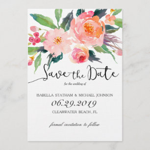 Chic Waterverf Floral Save the Date