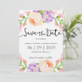 Chic Waterverf Floral "Save the Date" Save The Date (Staand voorkant)