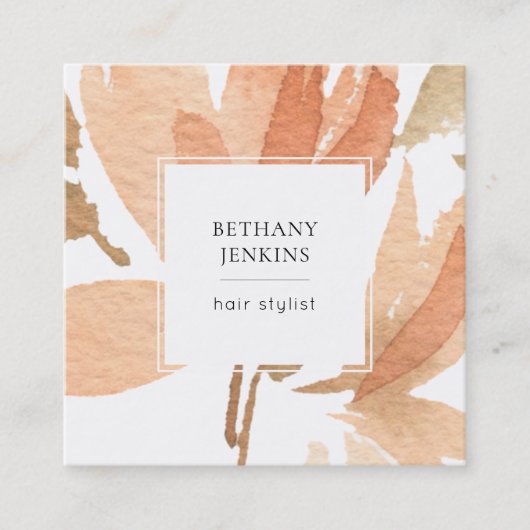 Chic Waterverf Floral Terra Cotta Visitekaartje (Voorkant)