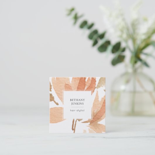 Chic Waterverf Floral Terra Cotta Visitekaartje (Staand voorkant)