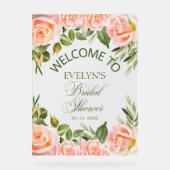 Chic Waterverf Floral Vrijgezellenfeest Welkom Acryl Bord (Voorkant)