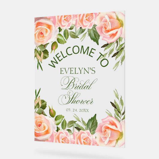 Chic Waterverf Floral Vrijgezellenfeest Welkom Acryl Bord (Hoek)