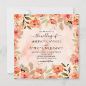 Chic Waterverf Floral Wedding All-in-One uitnodigi (Voorkant)