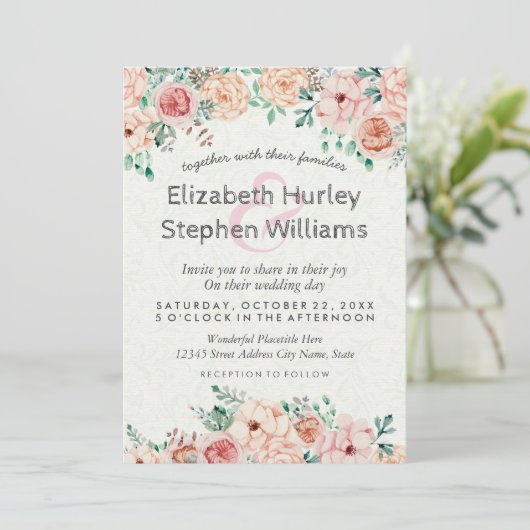 Chic Waterverf Floral Wedding Shower Kaart (Staand voorkant)