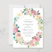 Chic Waterverf Floral Wreath Geometric Wedding Magnetische Uitnodiging (Voorkant)