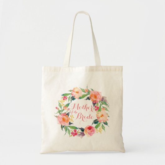 Chic Waterverf Floral Wreath Moeder van de Bride Tote Bag (Voorkant)