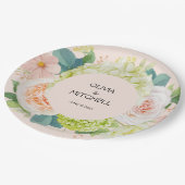 Chic Waterverf Florals Blush Pink Wedding Papieren Bordje (Gekanteld)
