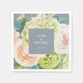 Chic Waterverf Florals Dusty Blue Servet (Voorkant)