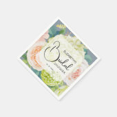 Chic Waterverf Florals Dusty Blue Vrijgezellenfees Servet (Hoek)