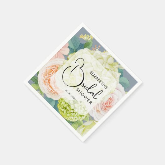 Chic Waterverf Florals Dusty Blue Vrijgezellenfees Servet (Hoek)