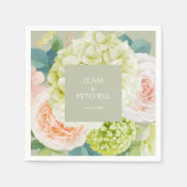 Chic Waterverf Florals Sage Green Napkins Servet (Voorkant)