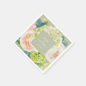 Chic Waterverf Florals Sage Green Napkins Servet (Hoek)