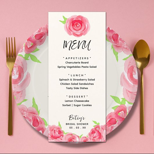 Chic Waterverf Flowers Derby Vrijgezellenfeest Menu