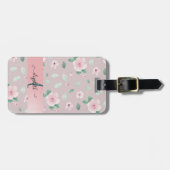 Chic Waterverf Flowers Monogram Bagagelabel (Voorkant horizontaal)