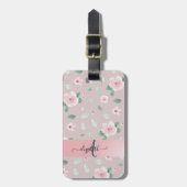 Chic Waterverf Flowers Monogram Bagagelabel (Voorkant verticaal)