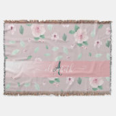 Chic Waterverf Flowers Monogram Deken (Voorkant)