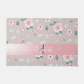 Chic Waterverf Flowers Monogram Deurmat (Voorkant)